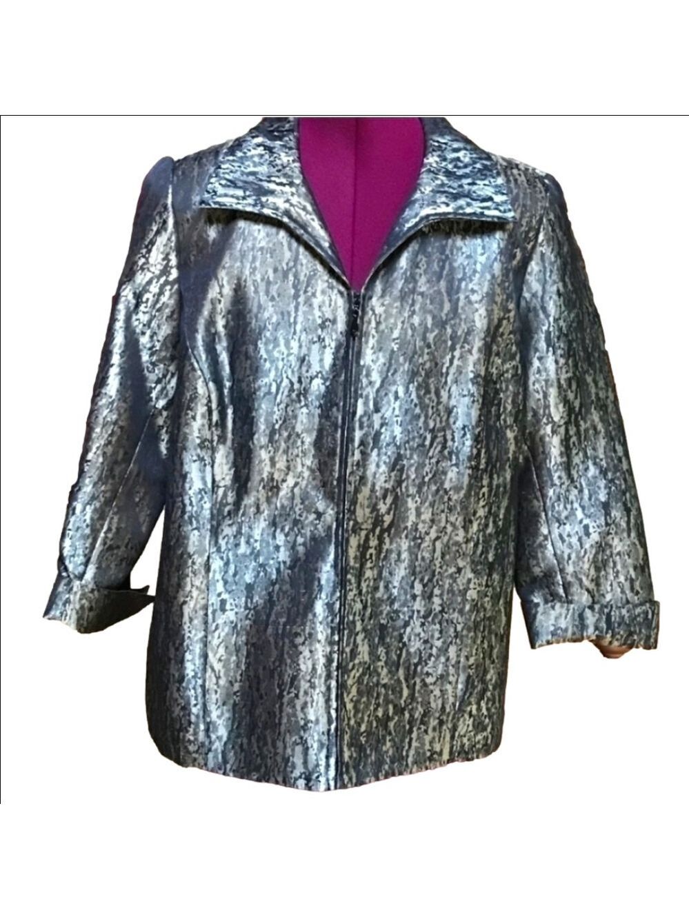 Laura Ashley Metallic Shimmer Jacket New no Tags Size Medium Zip Front